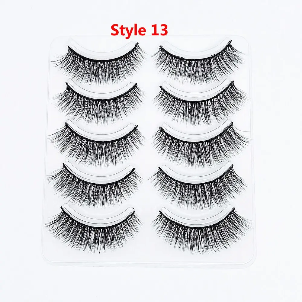 SKONHED 5 Pairs Woman Ultra-wispy Eye Makeup Tools 5D Faux Mink Hair Lash Extension False Eyelashes Full Volume Natural