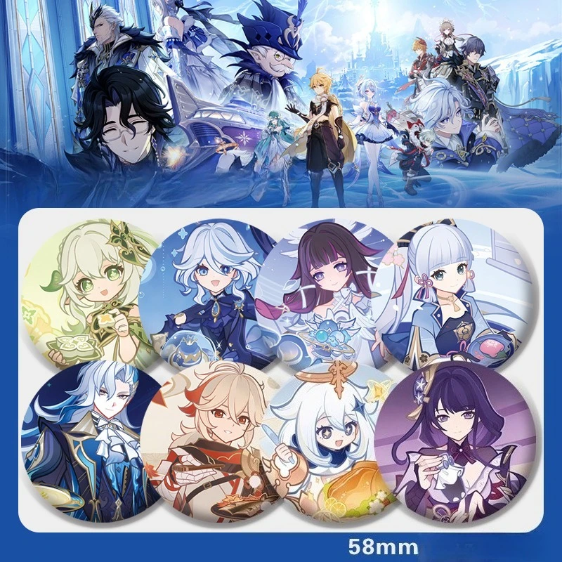 Game Yuan Shen Impacting Peripheral Furina‌ Columbina‌ Tinplate Badge Brooch Pin Cosplay Backpack Jewelry Decoration Collection