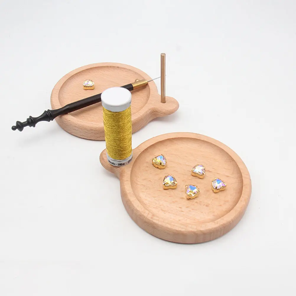 2-in-1 Wood Bead Tray String Loader Tool Spool Holder Efficient Jewelry Making Beads Organizer Beading Plate DIY Craft Supplies