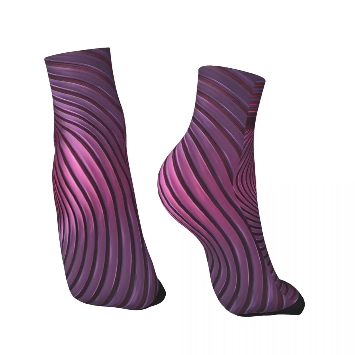 Happy Men's Ankle Socks Spiral Tunnel Purple Light 3D Vortex Illusion Street Style Crazy Crew Sock Gift Pattern Printed