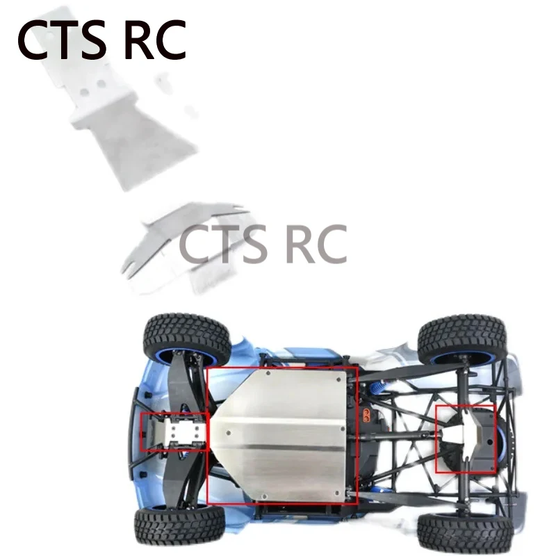 โลหะสแตนเลสด้านหน้า/กลาง/ด้านหลังGuardแชสซีเกราะแผ่นป้องกันสําหรับ 1/10 LOSI Ford Raptor Baja Rey v2 LOS03020T1