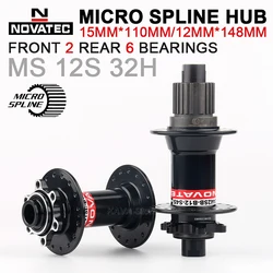 Novatec MTB Cube MS Rear Front Hub Micro Spline Cubo 12V Bicycle Bearing Cubes 32 Holes Boost 12S for Shimano M6100 M7100 M8100