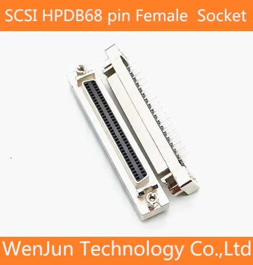 SCSI HPDB68 Pin Female Socket 180Degree SCSI HP68pin Straight Needle Connector Welding plate type