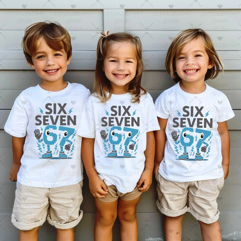 أطفال تأثيري ستة سبعة 67 قميص، مضحك عدد الكرتون تي شيرت، لطيف شخصية الاطفال المحملة، الفتيان الفتيات الجرافيك الأعلى تأثيري الملابس #1