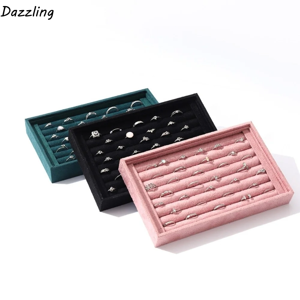 

Elegant Ring Earrings Organizer Velvet Suede Large-Capacity Ear Studs Jewelry Display Stand Save Space Decoration
