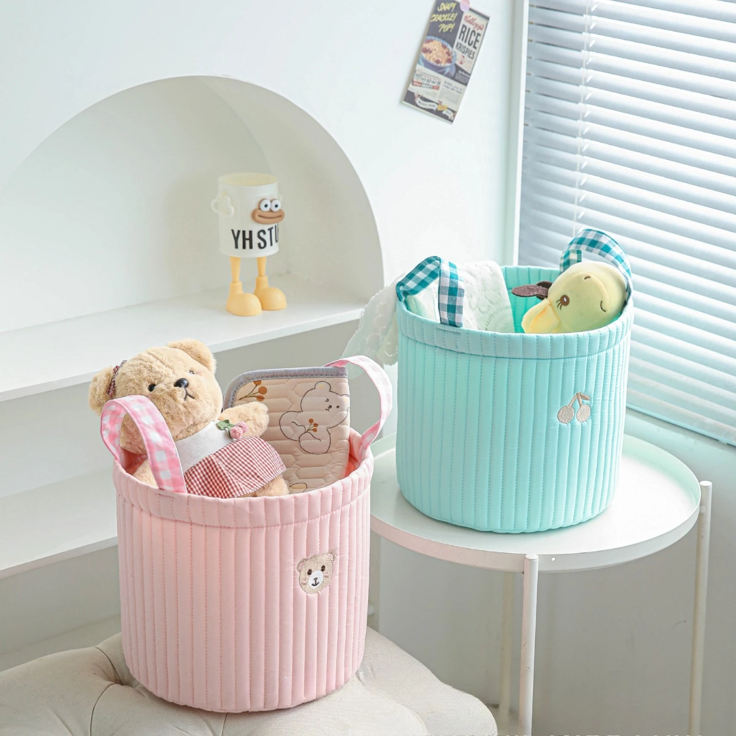 Cute Bear Baby Diaper Bag Mommy Bag Large Capacity Diaper Toys Storage Bucket Portable Baby Organizer Basket Newborn Items