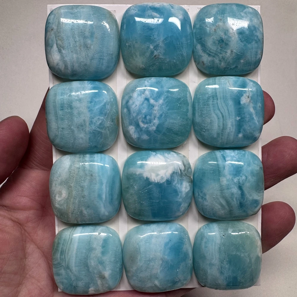 Wholesale 2pcs/pack Genuine China Larimar Gemstone Cabochon Beads 27mm Square Ring Face For Jewelry Making