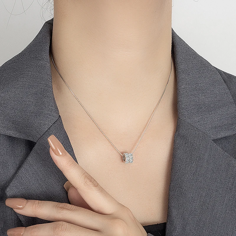 PERFANY 1.6CT Moissanite Necklace for Women S925 Pure Silver Spherical Laboratory Diamond Pendant Luxury Party Jewelry Gift