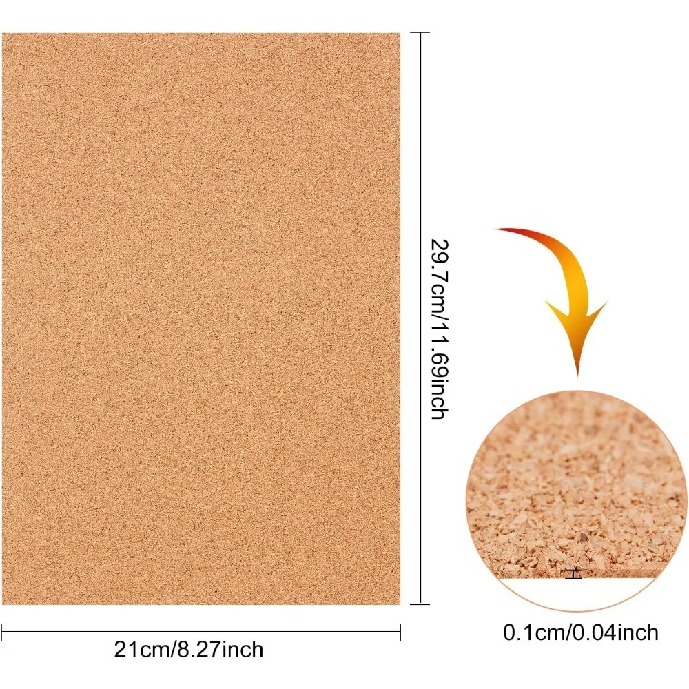 20 Pack Cork Sheets (1mm thick) Cork Tiles Cork Mat 12x8 Inch for Wall Decoration Party and DIY Crafts