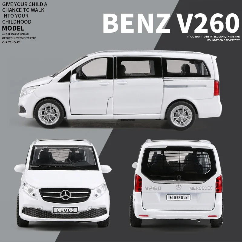 1:32 Benzs V260 MPV modello di auto in lega pressofuso in metallo veicolo giocattolo modello di auto collezione di suoni e luci regalo giocattolo per bambini F178