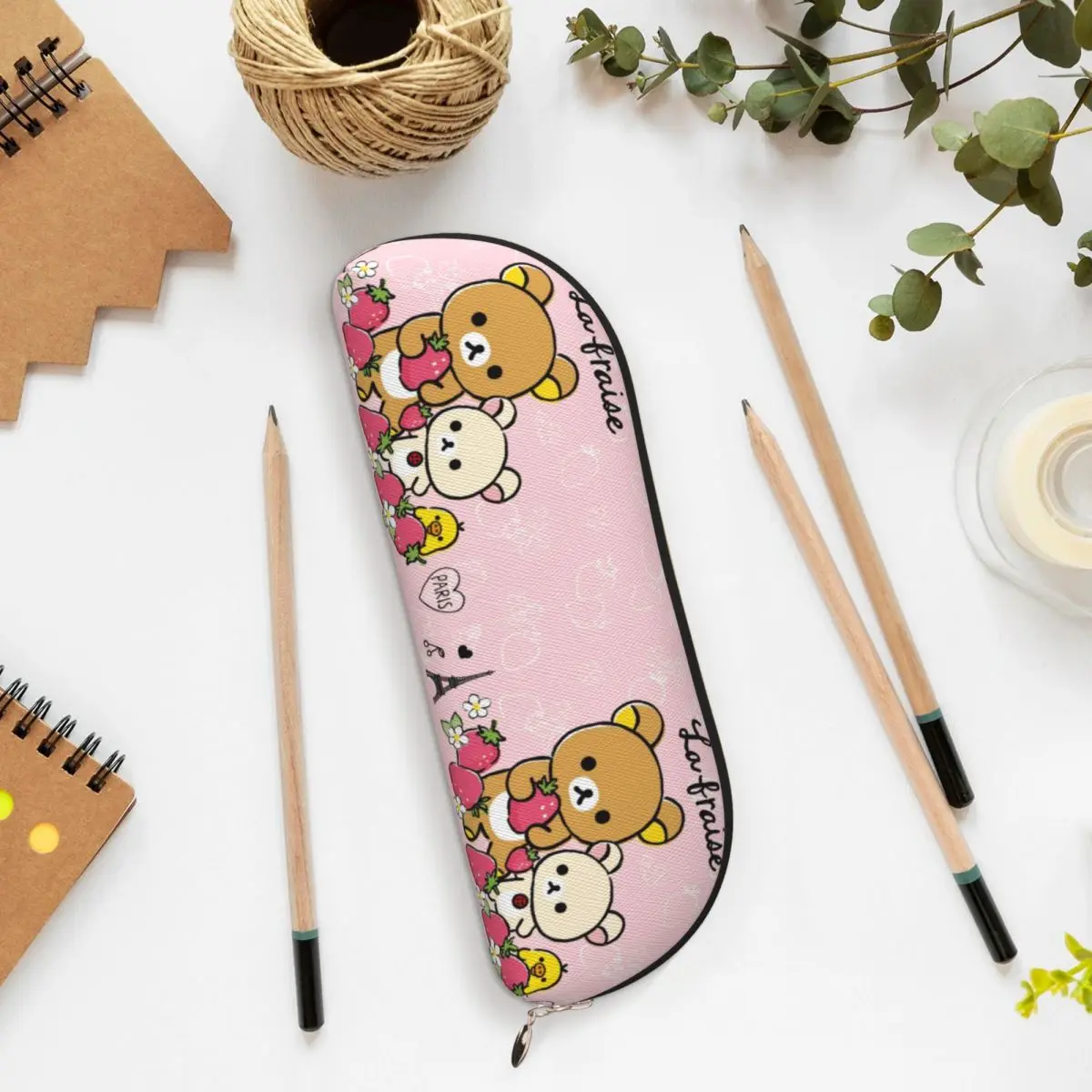 Rilakkuma Sakura Pencil Cases Pen Holder Storage Stationery Supplies Large Capacity Pen Box Pencil Bag for Kids Gifts