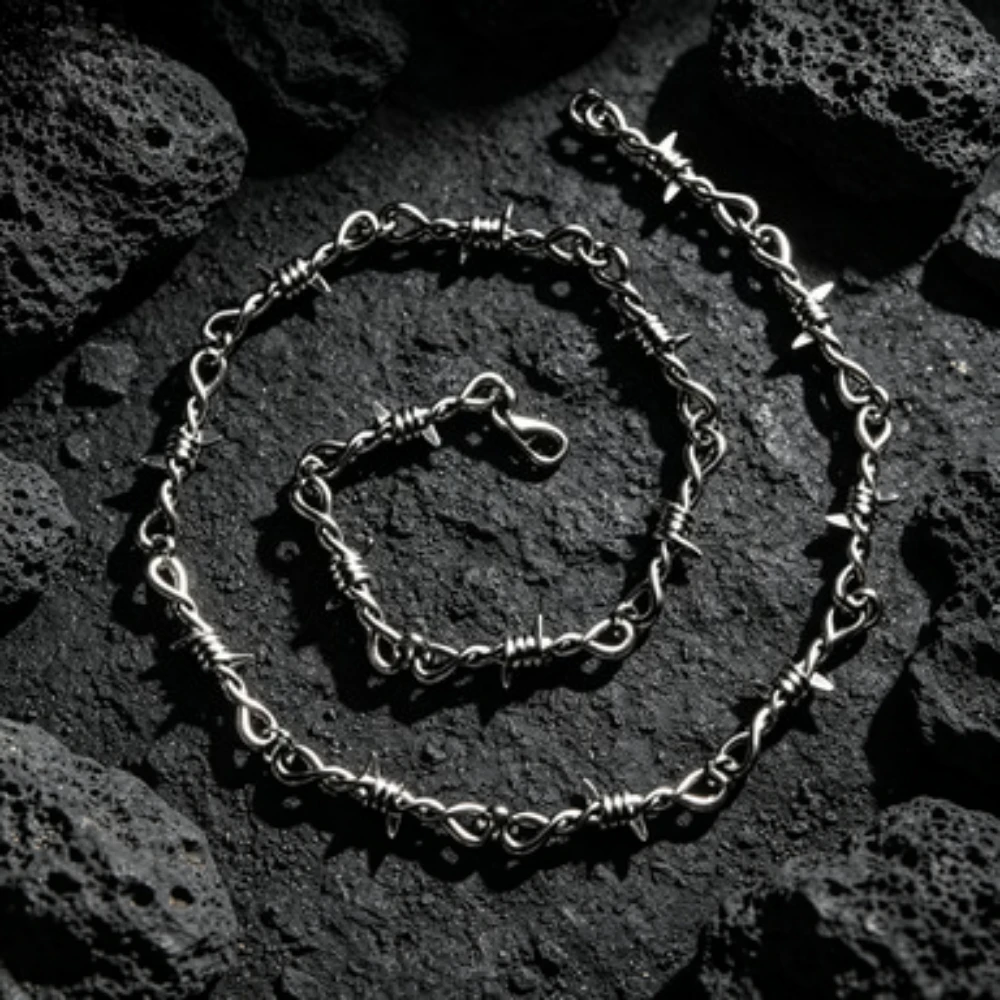 Hip-hop Gothic Punk  Small Wire Brambles Iron Unisex Choker Necklace Women  Barbed Wire Little Thorns Chain Choker Jewelry Gifts