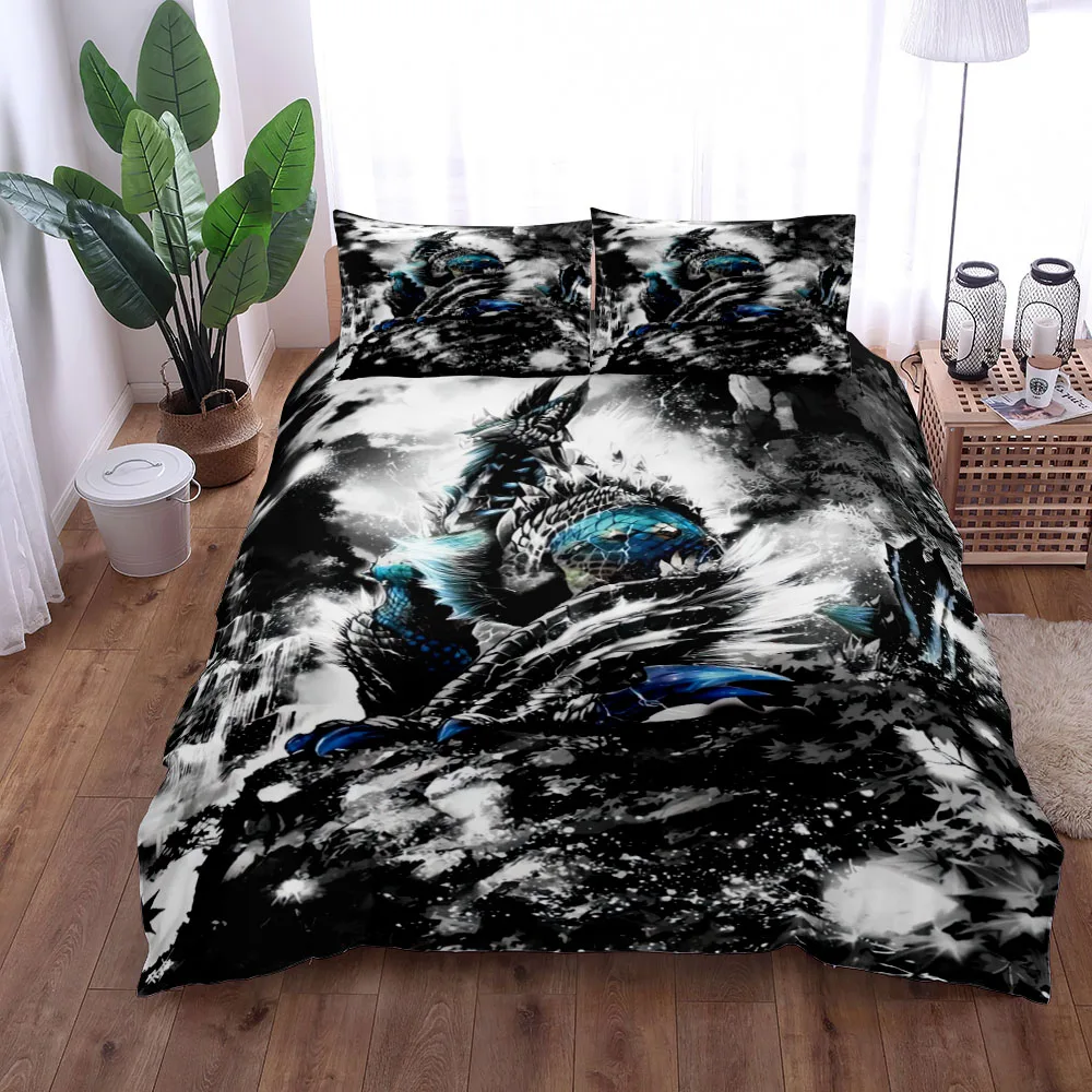 Medieval Pastel Dragon Duvet Cover Set EU Single Double King US Twin Full Queen Size Bed Linen Set