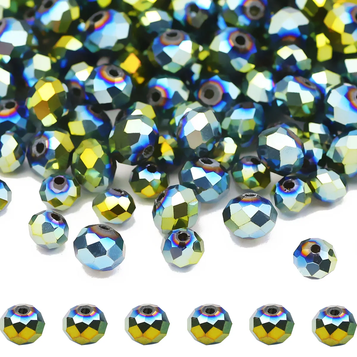 3/4/6/8mm Facettierte Flache Runde Österreichischen Kristall Grün Cut Winkel Lose Perlen Für Schmuck Machen DIY Armband Ohrringe Zubehör