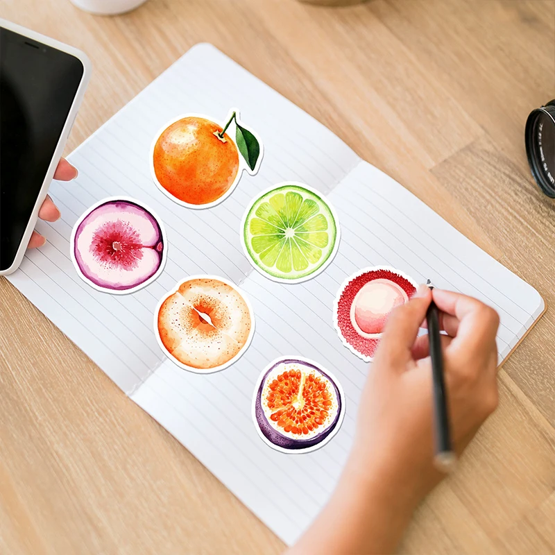 50 قطعة ملصقات الكتابة على الجدران الفاكهة المختلطة الديكور المحمول طبق الفاكهة صندوق أدوات مكتب زجاجة ماء الأمتعة لعبة الشارات ذاتية اللصق #5