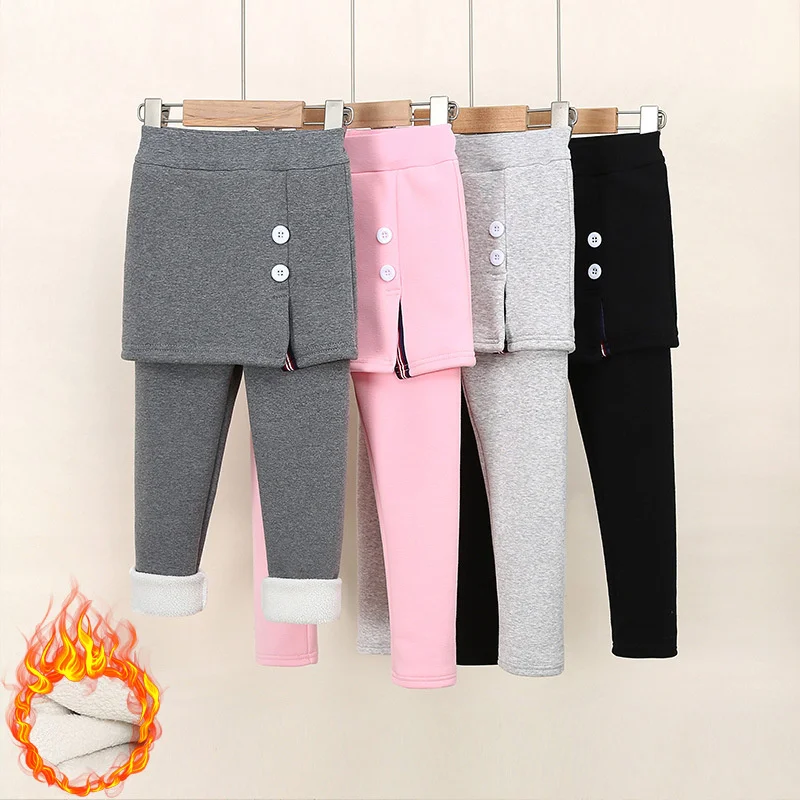2024 Girls Padded Pants Children Autumn Winter Thickened Warm Bottoming Trousers Kids Plus Velvet Pants New Cotton Clothing