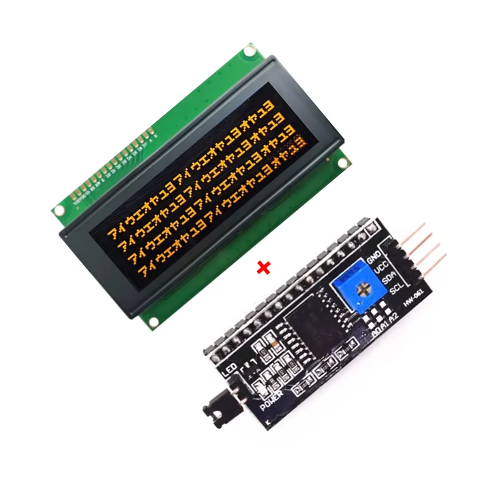 1Lot 5V 2004 LCD Module VA Yellow Orange Fonts 20X4 HD44780 ST7066 EQV Chip Parallel 2004A Display IIC I2C Port