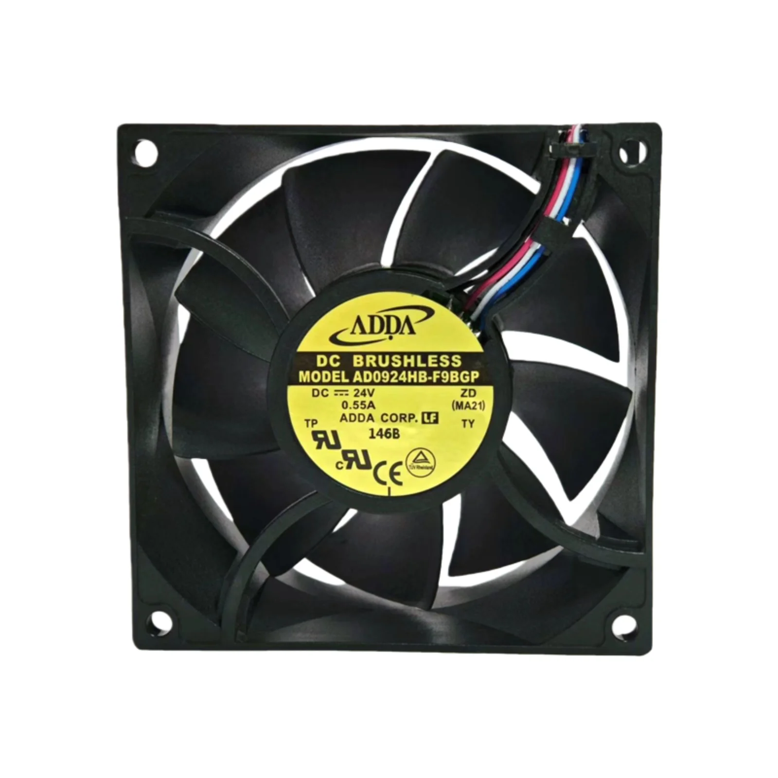 

new for ADDA AD0924HB-F9BGP 92x92x38mm DC24V Ball Bearing Cooling Fan High Air Flow IP68 Waterproof Dustproof for Industrial