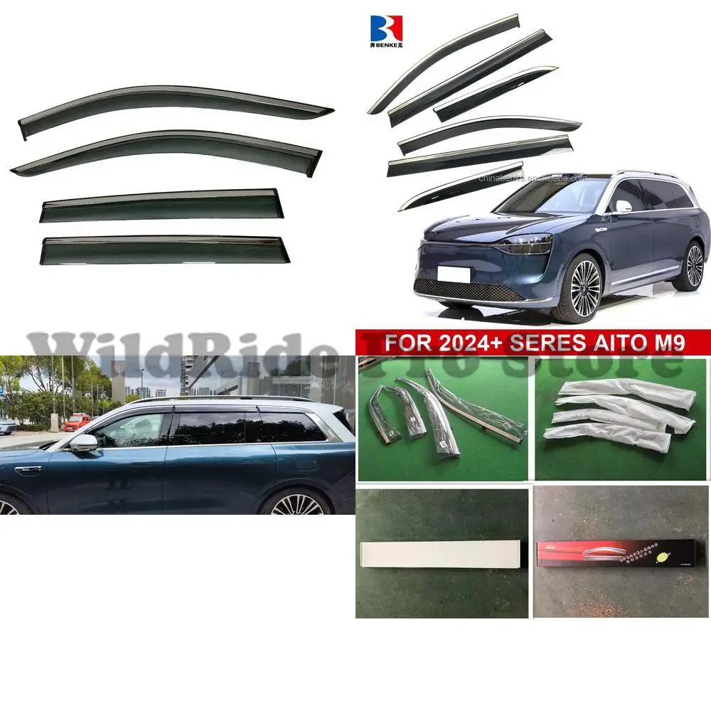 

1 комплект для 6 шт. автомобильных ветровых дефлекторов для AITO M9 2024, ветрозащитные козырьки, защита от дождя, ветровые дефлекторы