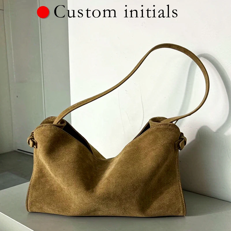 Customize Initials Leather Underarm Bags For Women Luxury Designer Handbag And Purses 2026 New In Vintage Suede Cowhide shoulder