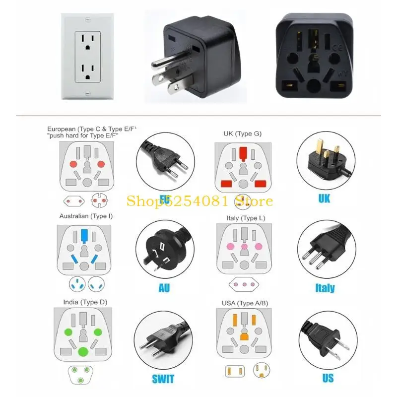 AXYC US Plugs Adapters support  Plastic & Metal International Plugs Adapter European To US Plugs Adapter for Global Travel