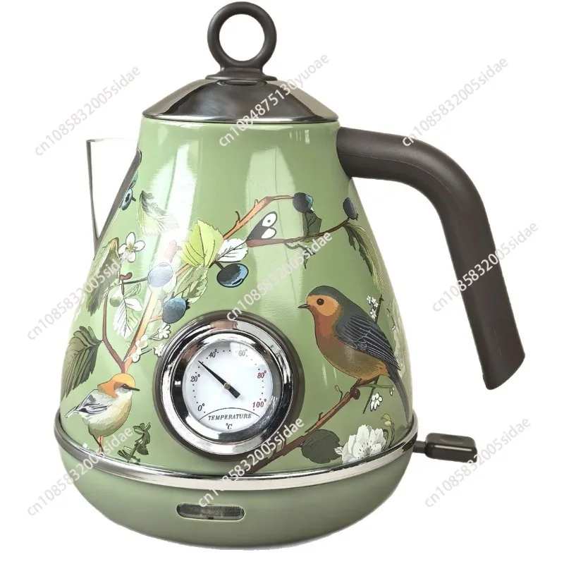 ملصق ريترو لايت فاخر مضاد للجفاف غلاية كهربائية 2L 304 غلاية منزلية من الفولاذ المقاوم للصدأ قابس الاتحاد الأوروبي مع عرض درجة الحرارة