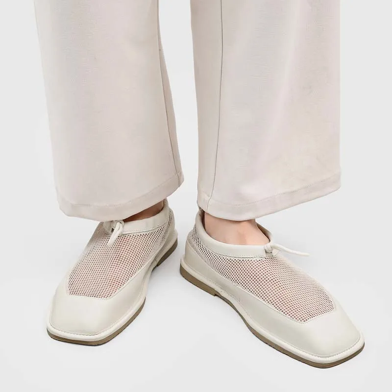

New Chinese style buckle breathable mesh splicing men loafers with soft sole lightweight retro shallow mouth commuting neutral