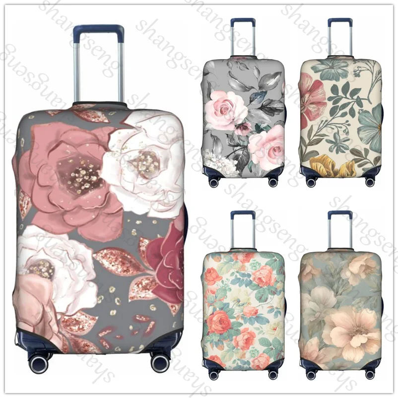 

Flower Retro Travel suitcase protective case, suitcase cover, elastic protection, washable Luggage cover, 18-32 in