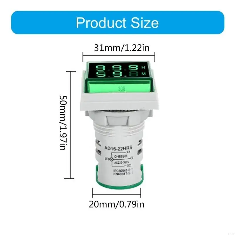 P82E LED Double Display Hour Meter DECERE TIME DECTION DOWN