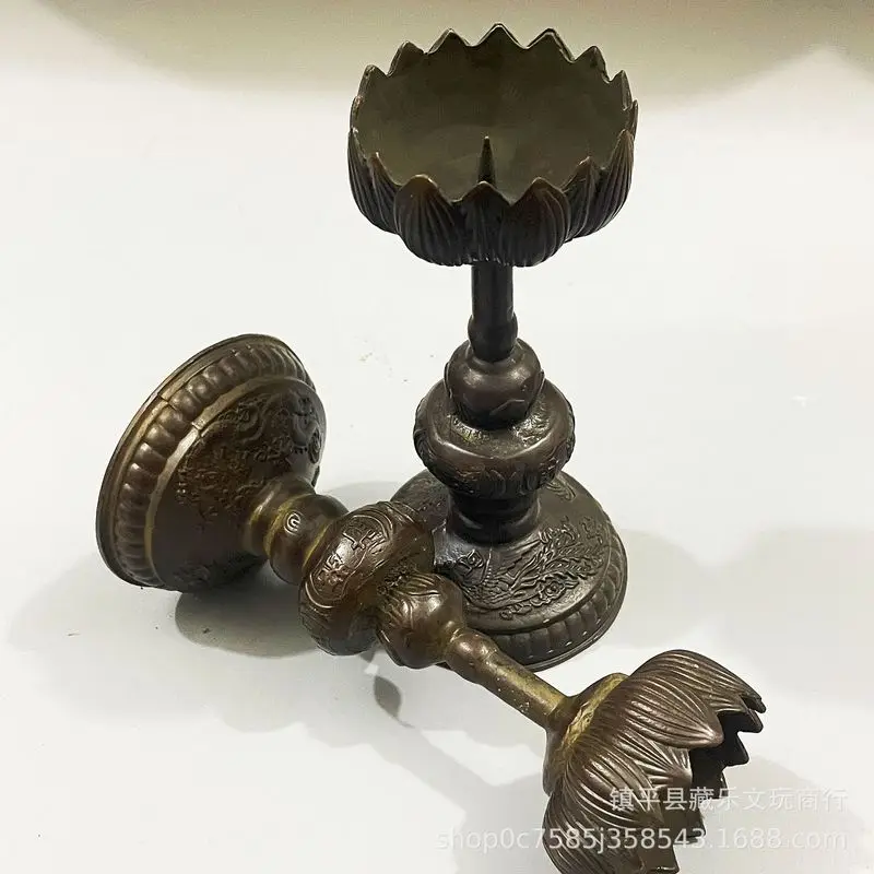 Lotus Eight Treasures Holder for Home Use, Buddhist Altar Candle Stand, Wedding Dragon and Phoenix Wealth-Attracting Cand