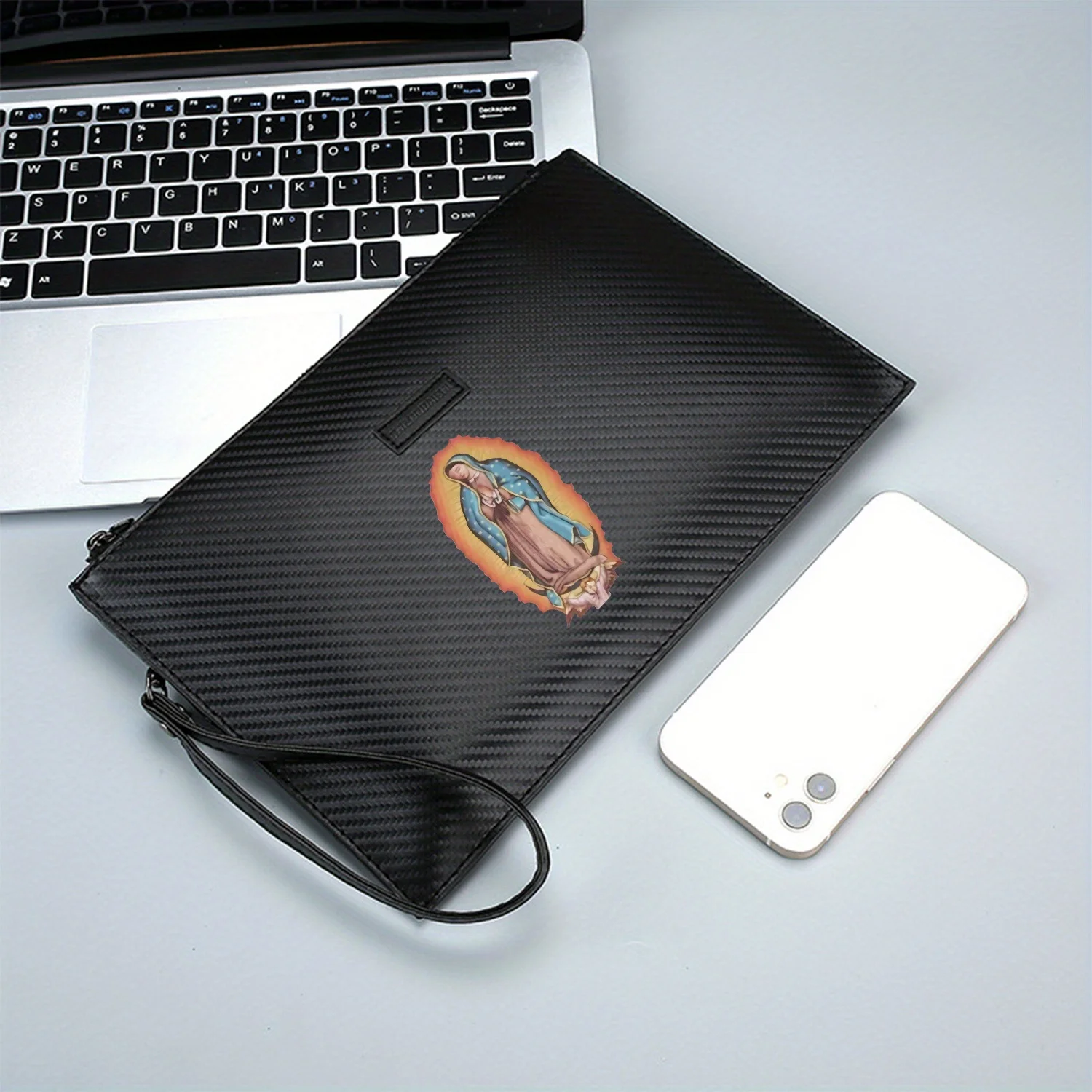 مادونا، أزرق، عباءة، هالة، سماوية، نعمة أنيقة مطبوعة PU حقيبة يد رجالية عصرية وعملية للحمل اليومي