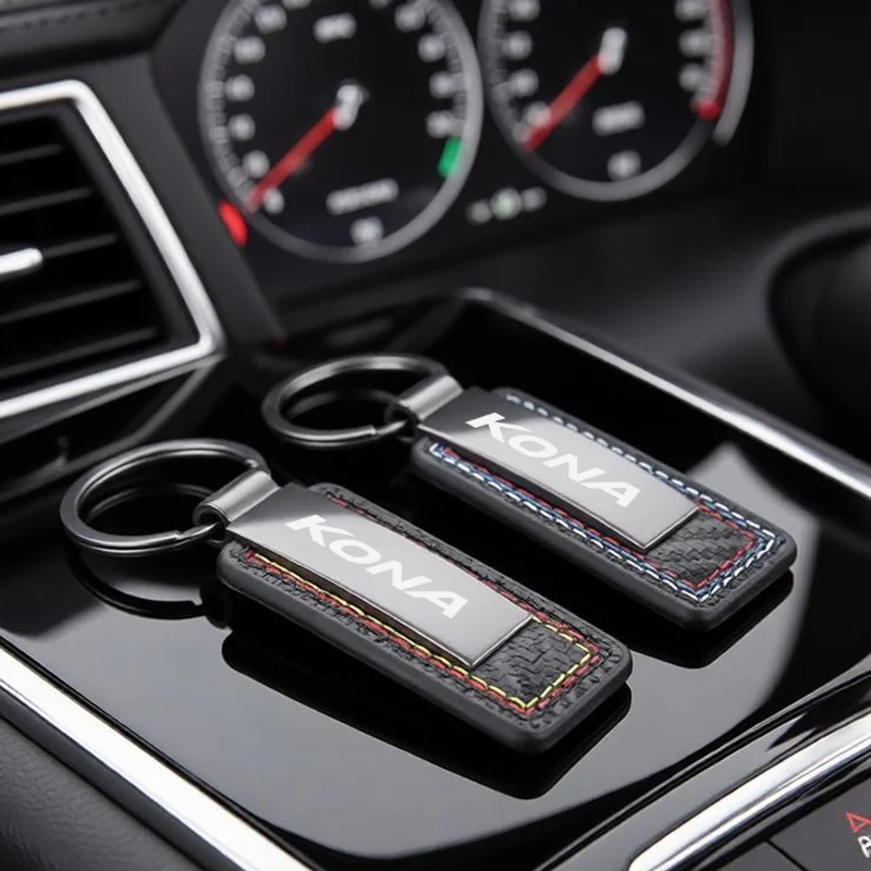 2026 Fashion Metal Car Keychain for Hyundai KONA Logo Buckle Car Key Ring Pendant Decoration Gift Auto Interior Accessories