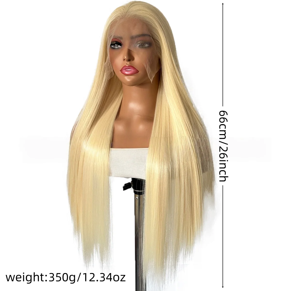 Peruca loira clara para mulheres, 13*4 hd, renda frontal, 26 polegadas, cabelo longo e reto, perucas sintéticas, cosplay, wear e go, faixa de cabeça