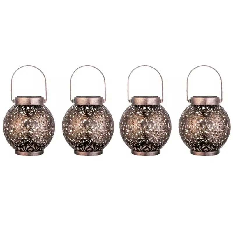 

【ЭЛЕКТРОННЫЕ АКСЕССУАРЫ】4 шт. водонепроницаемых солнечных фонарей, уличные марокканские металлические подвесные светильники для сада, патио, веранды, заднего двора