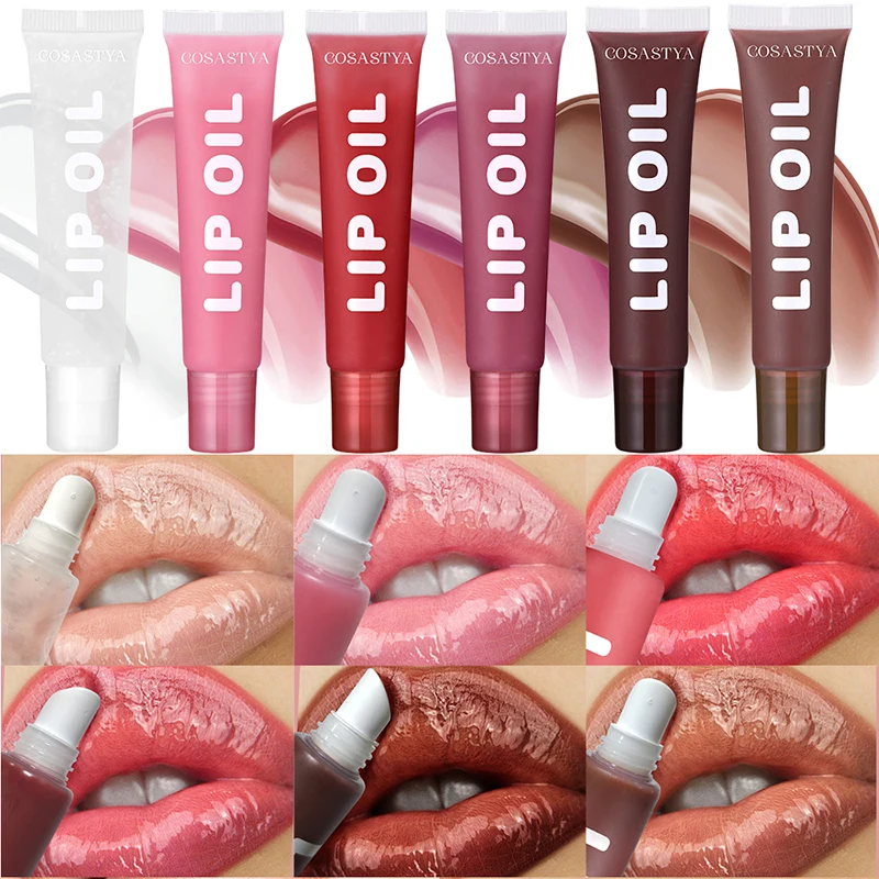 6-farbiges feuchtigkeitsspendendes, glänzendes Lippenöl, langanhaltender Glanz, geeignet für alle Hauttypen, feuchtigkeitsspendendes, spiegelglänzendes Lippenöl