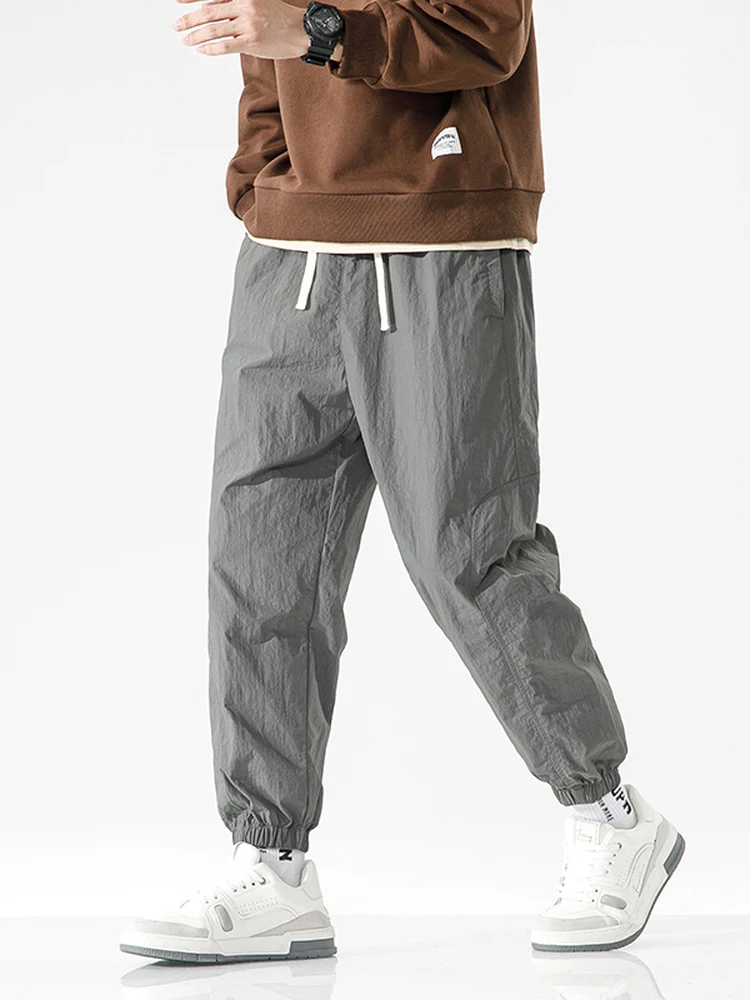 

Ice Silk Loose Fit Casual Pants Men's Summer Thin Nine-Piece Cuffed Workwear Sports Trousers Trendy Brand Youthful Sle