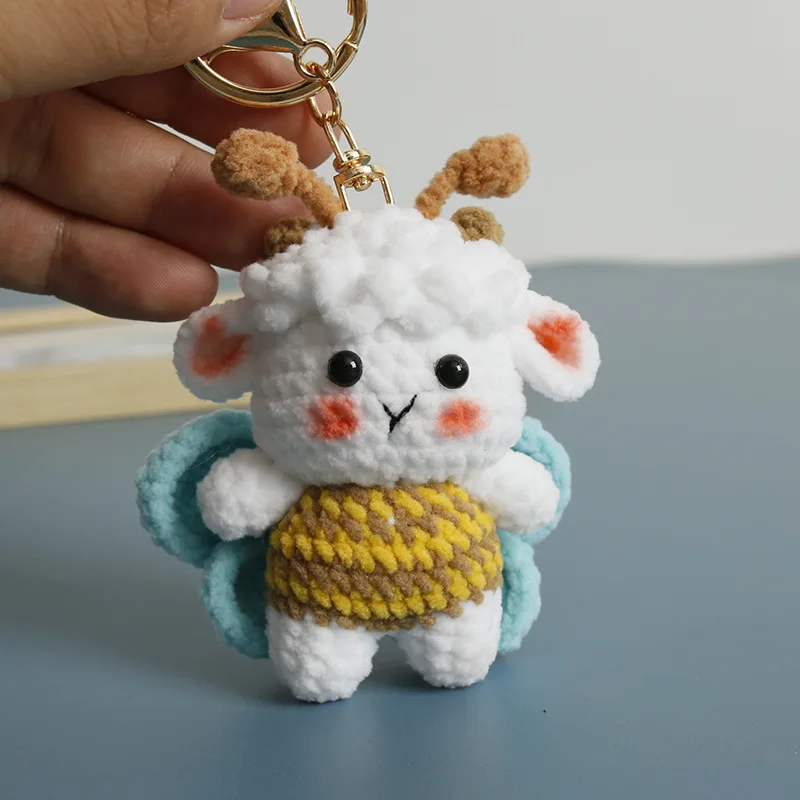 

Funny Sheep Doll Crochet Keychains Handmake Crochet Cartoon Animal Doll Series Keyring Knitting Bee Doll Cute Keychain Wholesale