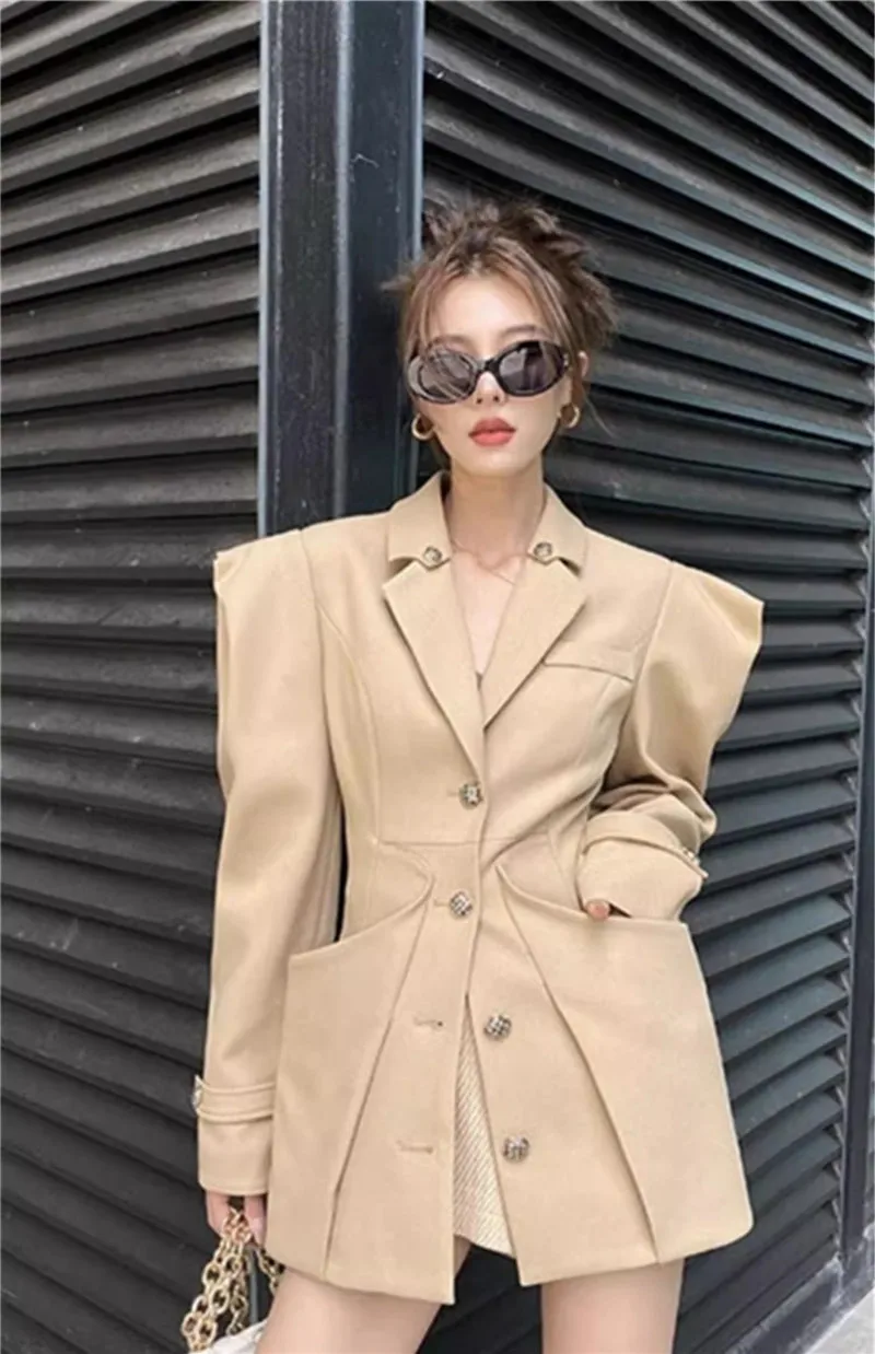 Women Fashion Blazer Spring 2024 New office ladies Casual stylish suit Jacket notched collar Long Sleeve Suit Coat Y4787