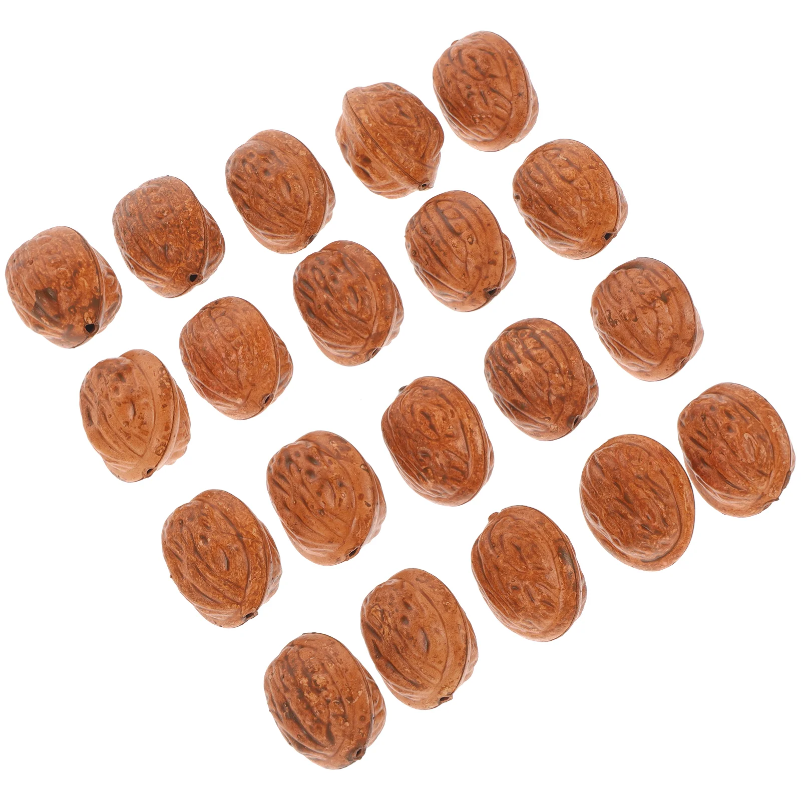 20Pcs Simulation Walnuts Models Lifelike Nut Ornaments Retailing Store Decors Photography Prop for Home Shop