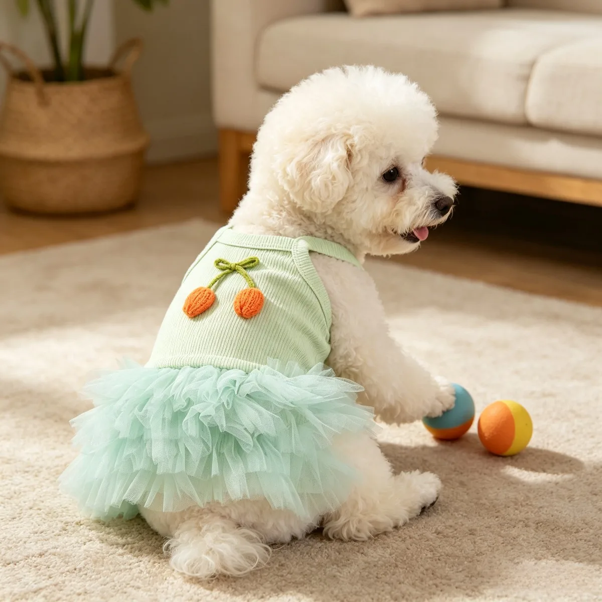 1 pet sleeveless printed dress, suitable for indoor and outdoor use, lightweight, breathable and elastic cat and dog clothing