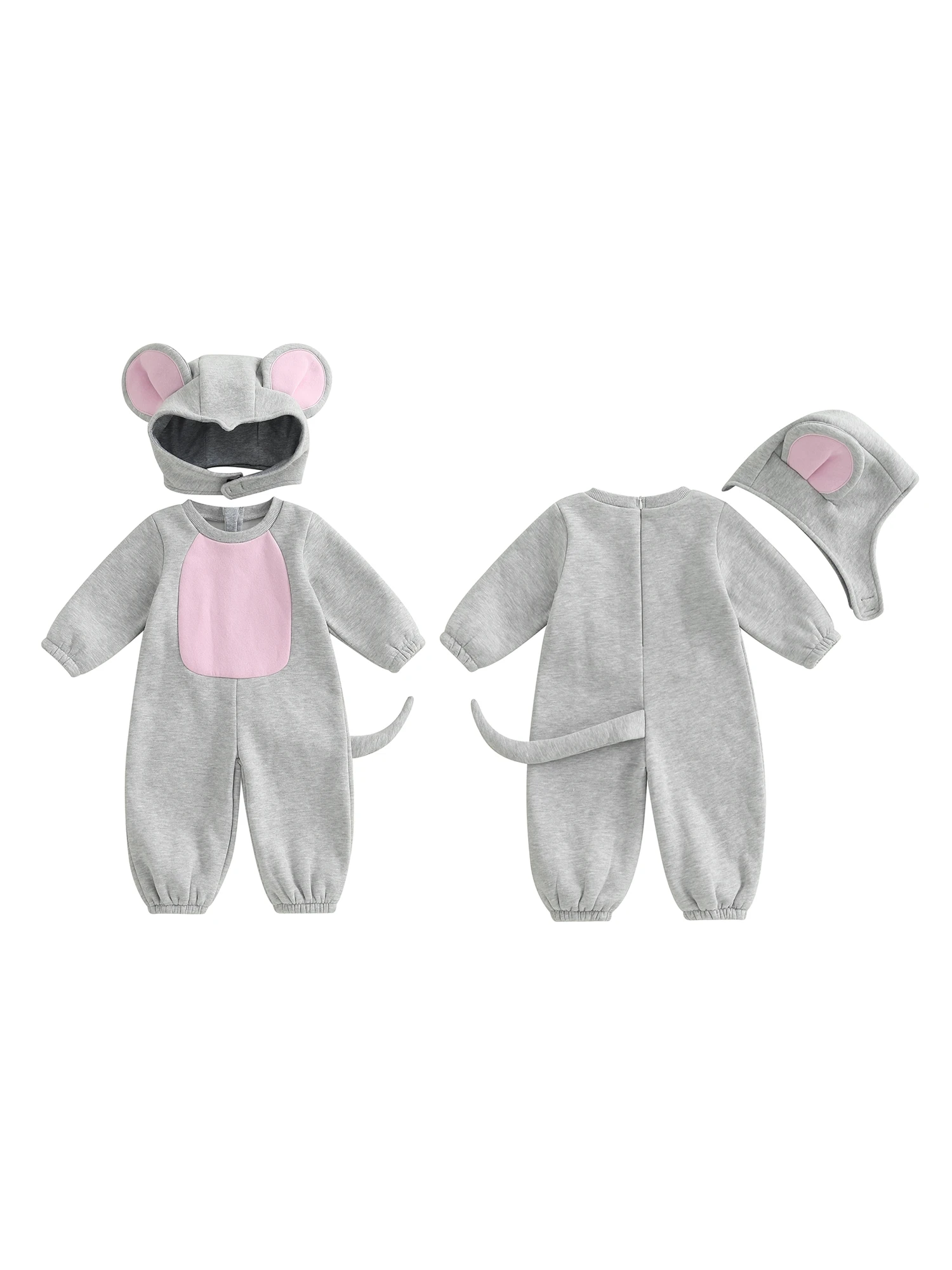

Toddler Bunny Costume Short Sleeve Polka Dot Romper with Ears and Tail Halloween Dress Up Outfit for Kids