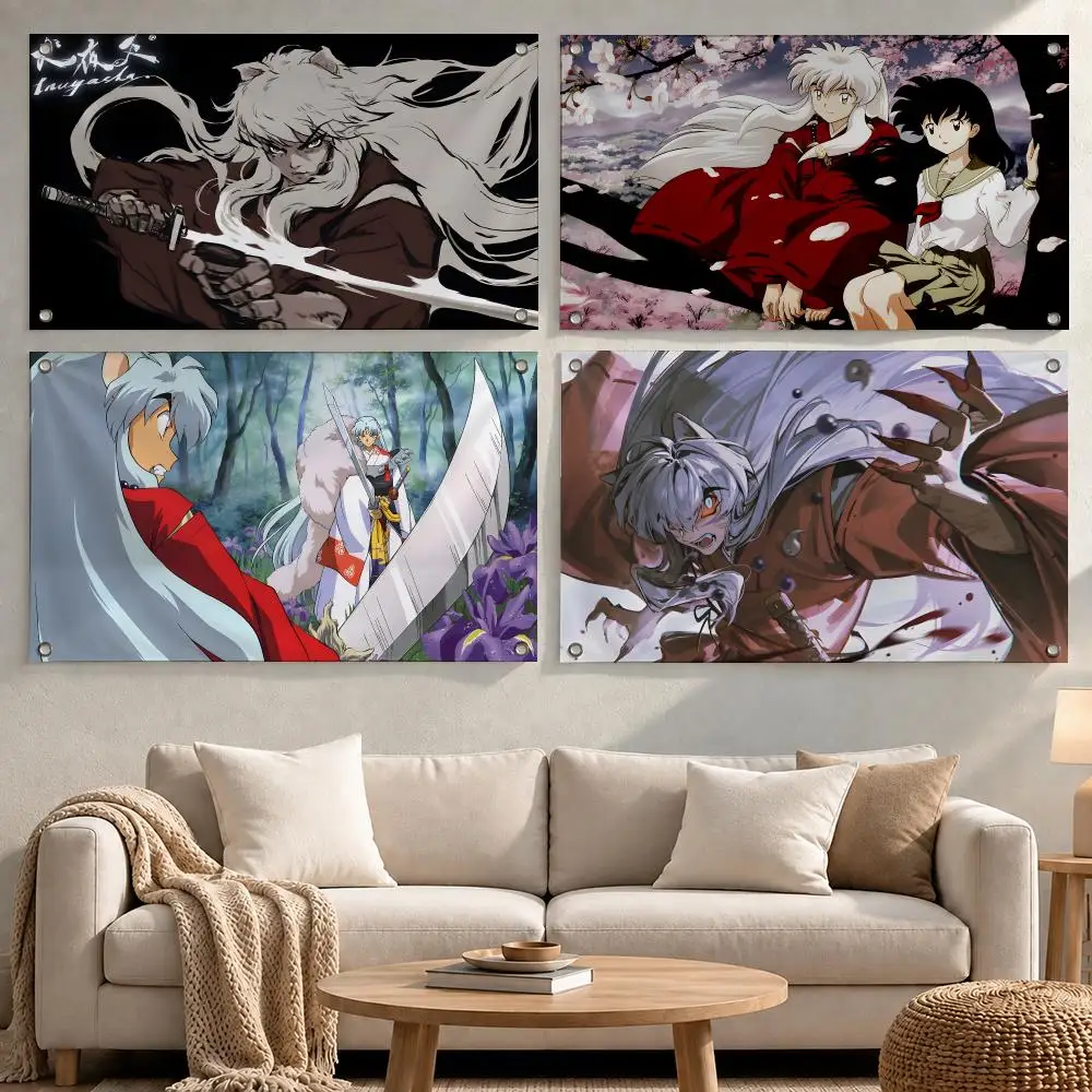 Anime Inuyasha Flags Cloth Pennant Banner, Apartment Wall Decor, Bedroom Studio & Gaming Room Ornament