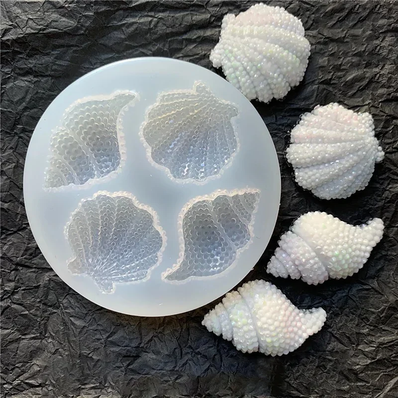 Facettenreiche Shell Conch Spiegel Epoxy Silikon Schleif Simulation Shell Handwerk Dekoration Form Schokolade Kuchen Backen Werkzeug 1PC