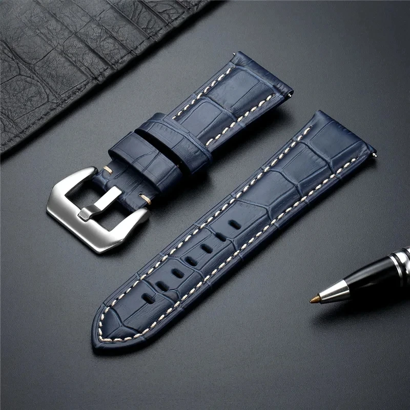 Cinturino per orologio in vera pelle di alta qualità 20mm 22mm 24mm 26mm Cinturino per uomo Cinturino per orologio in pelle nera marrone blu