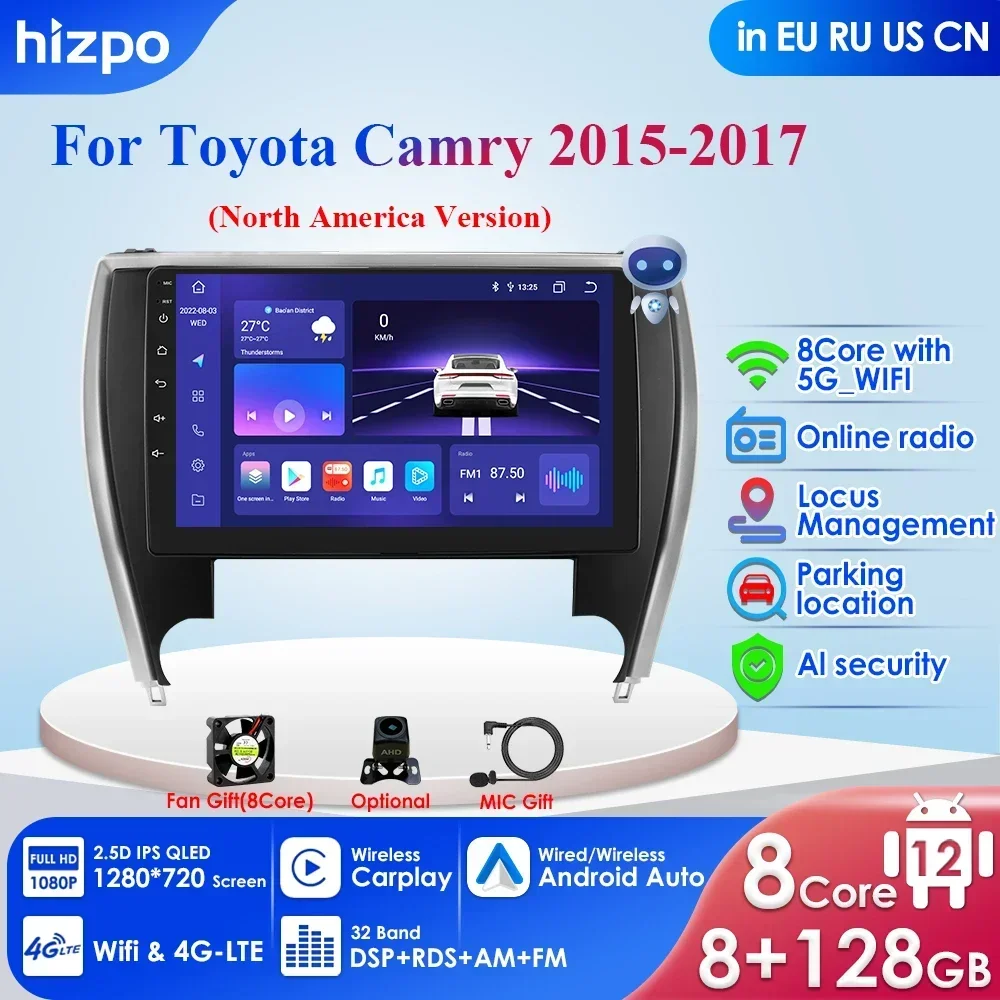 

AndroidAutoRadio GPS dla Toyota CamryXV2016 2017 Radio samochodowe Multimedialny odtwarzacz wideo Nawigacja 2Din Carplay AI