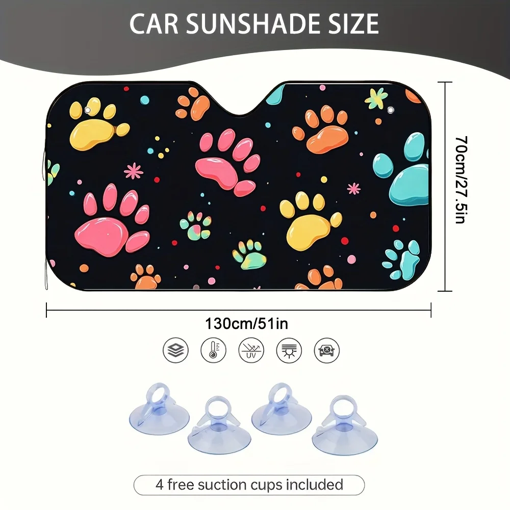 1pc Vibrant Paw Print Car Sun Visor - Colorful Dog Paw Designs, Easy To Reduce Direct Sunlight, Enhances Driving Comfort, Univer