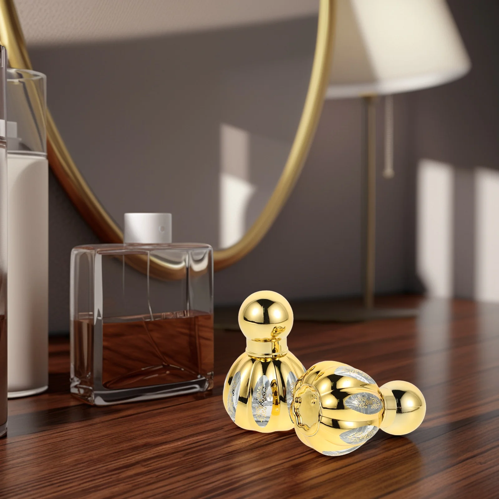 

2Pcs Refillable Glass Perfume Bottles Gold Spiral Seal Leakproof Rollerball Applicator Travel Portable Essential Oil Vials