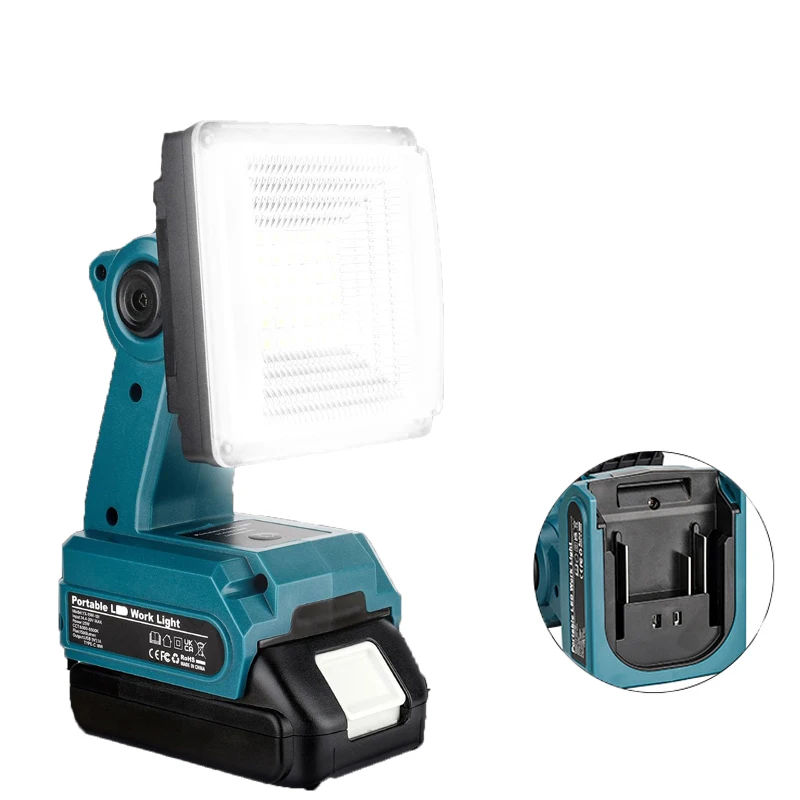15W Cordless Work Light LED for Makita 18V Battery Rechargeable Portable Camping Lights for Work Sites Camping and Emergencies