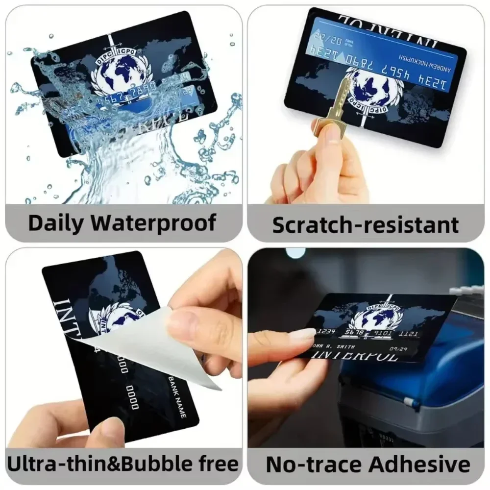 Interpol Decorative Credit Card Sticker Save Shell on Off Ultra Thin No Fade Sticker Skin Cover Film for Debit Credit Bank Card