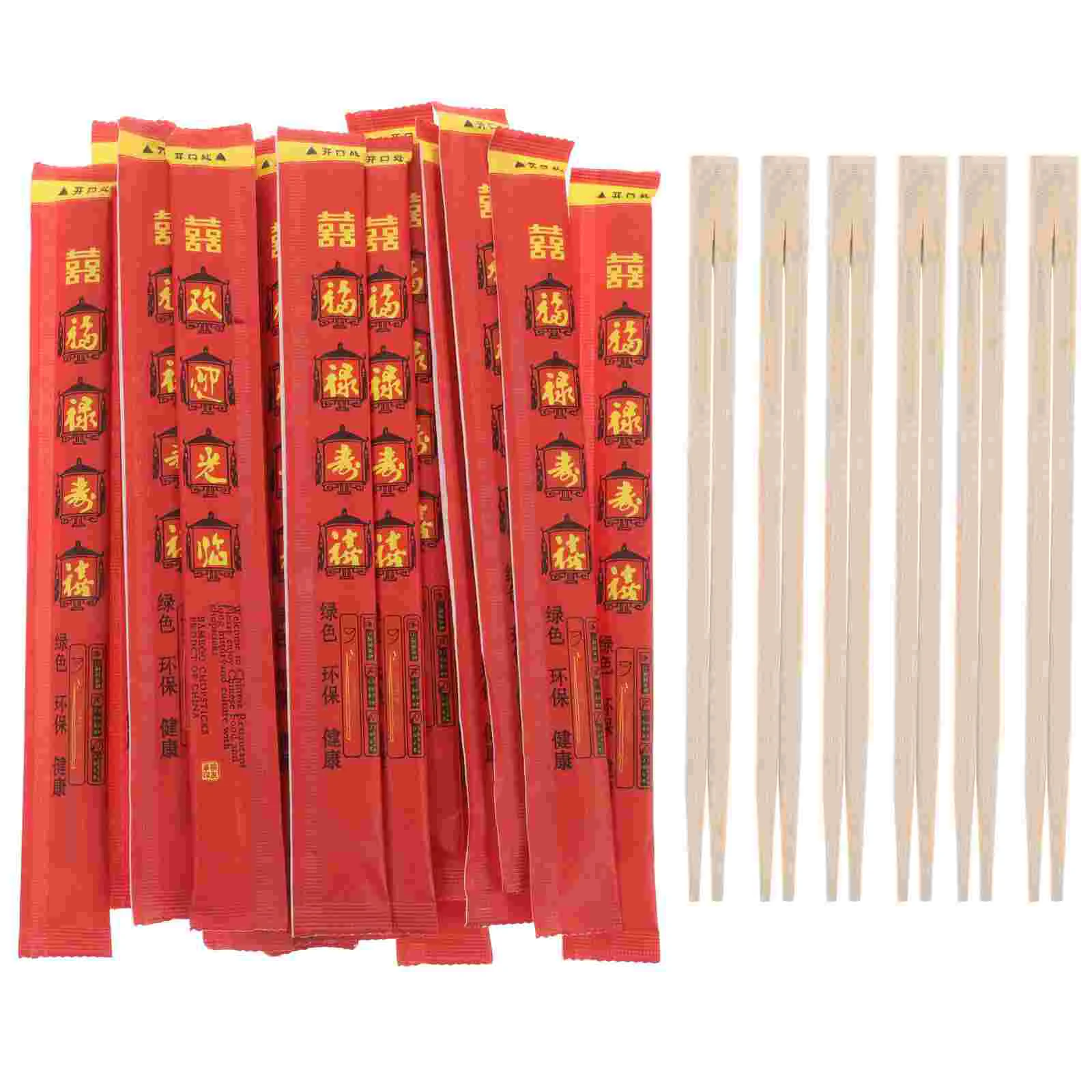 

38 Pairs Chinese Style Wedding Banquet Bamboo Chopsticks Child Sleeved and Separated